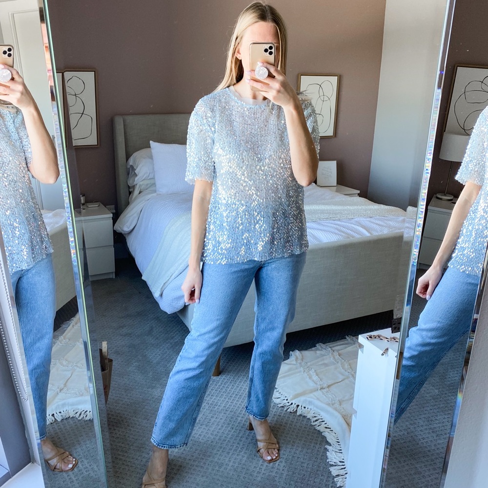 Blue Sequin Top